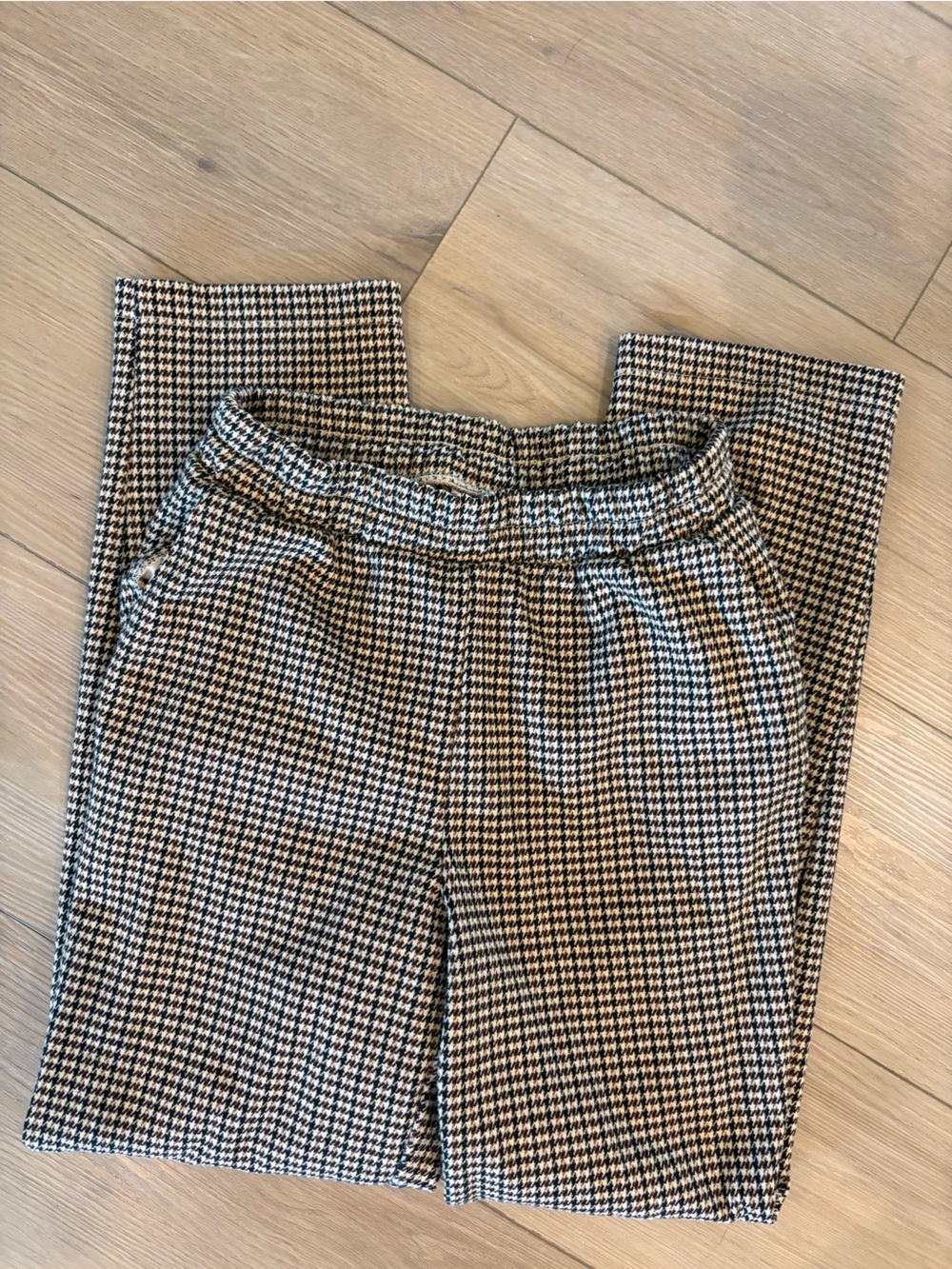 Houndstooth Pull-On Pants - Black & Cream